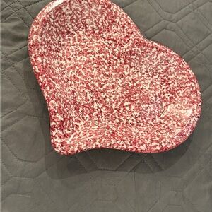 Vintage Chaparral stoneware Red and White Speckled Heart-Shaped Dish
